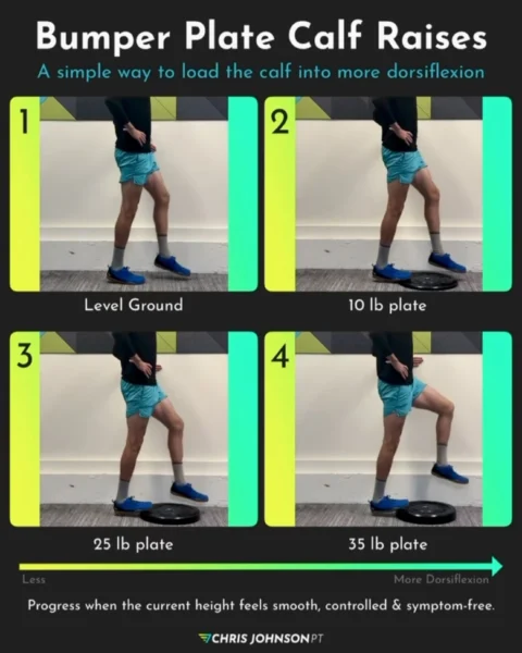 Bumper Plate Calf Raises: progressing into dorsiflexion (DF) Calf raises are a rehab staple, but the…